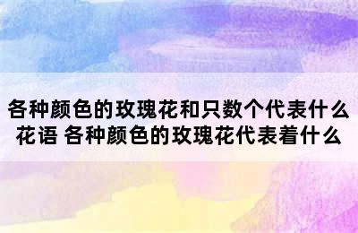 各种颜色的玫瑰花和只数个代表什么花语 各种颜色的玫瑰花代表着什么